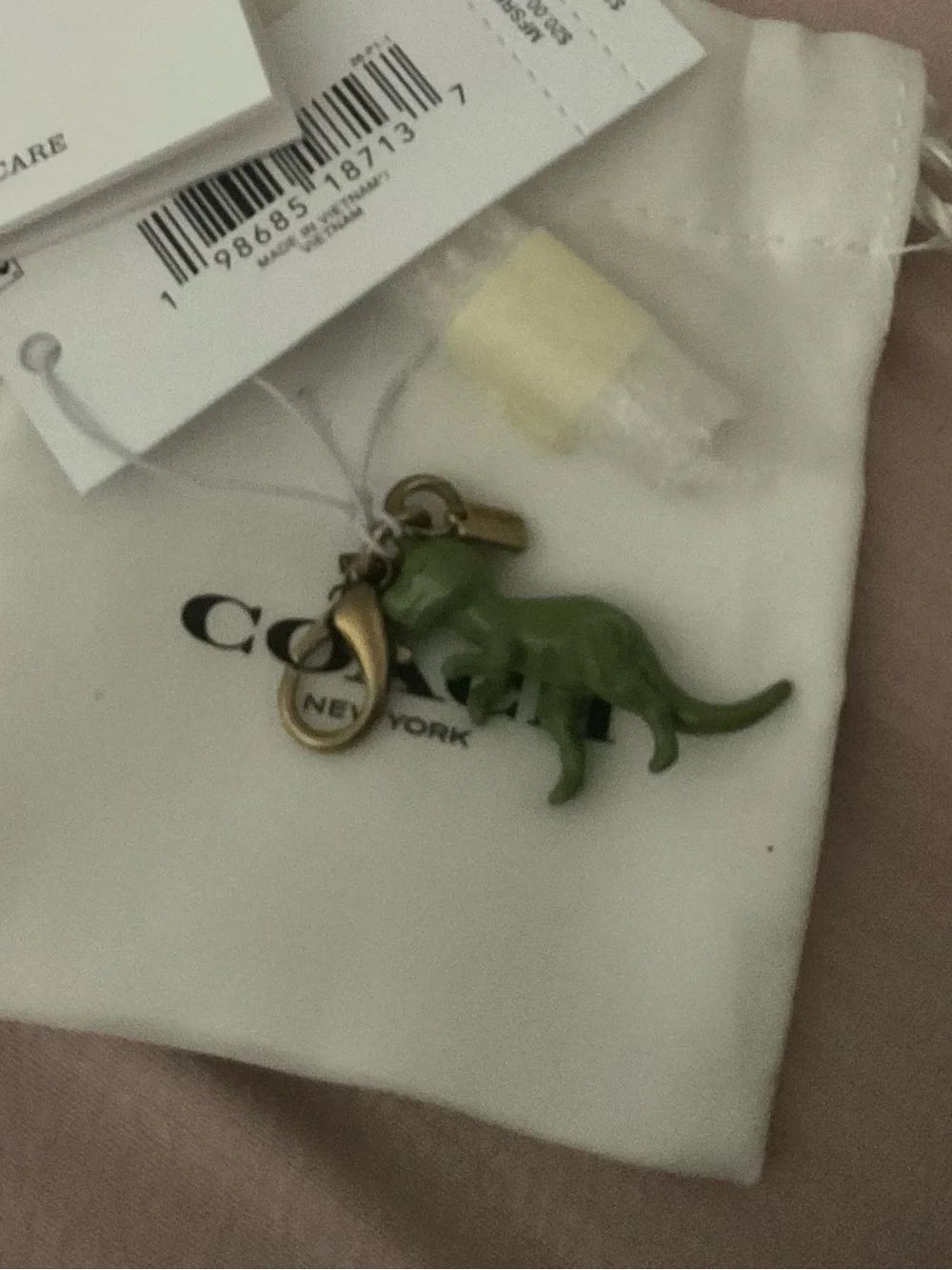 Coach Green Dinosaur Charm Key Clip